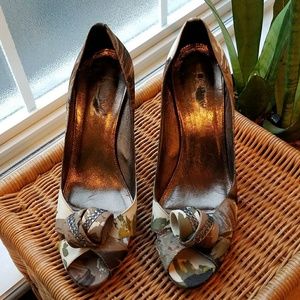 NEW J. Crew Printed Peep Toe 3.5" Pump , Size 7